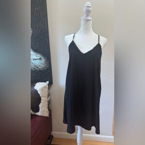 Nasty Gal Black Satin Chemise Dress